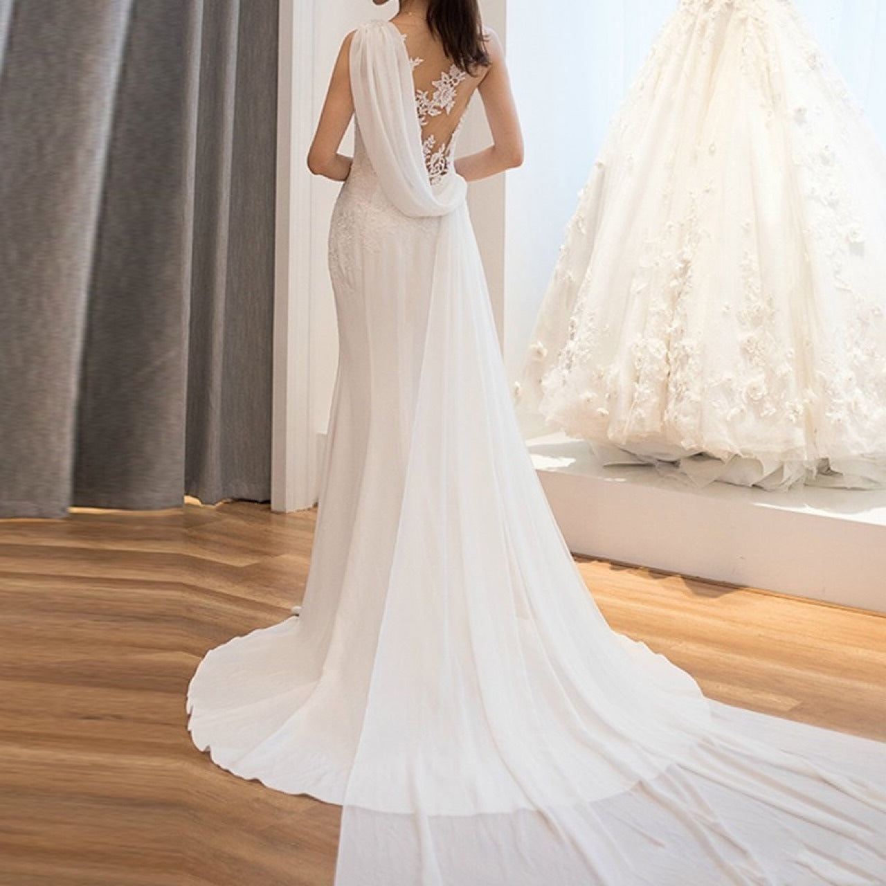 DZONN Mid-waist Dream See-through Super Fairy Light Wedding Dress