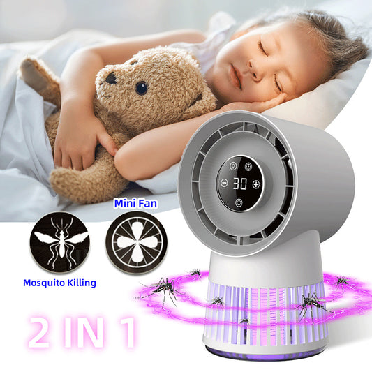 DZONN Creative 2-in-1 Mosquito Killing Mini Desk Fan Electric Mosquito Killer USB Rechargeable Fan Night Lamp Home And Outdoor Supplies